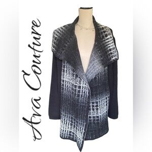 Ava Couture-XL Mohair Blend Black /White Cardigan Sweater/Duster. Warm & soft!